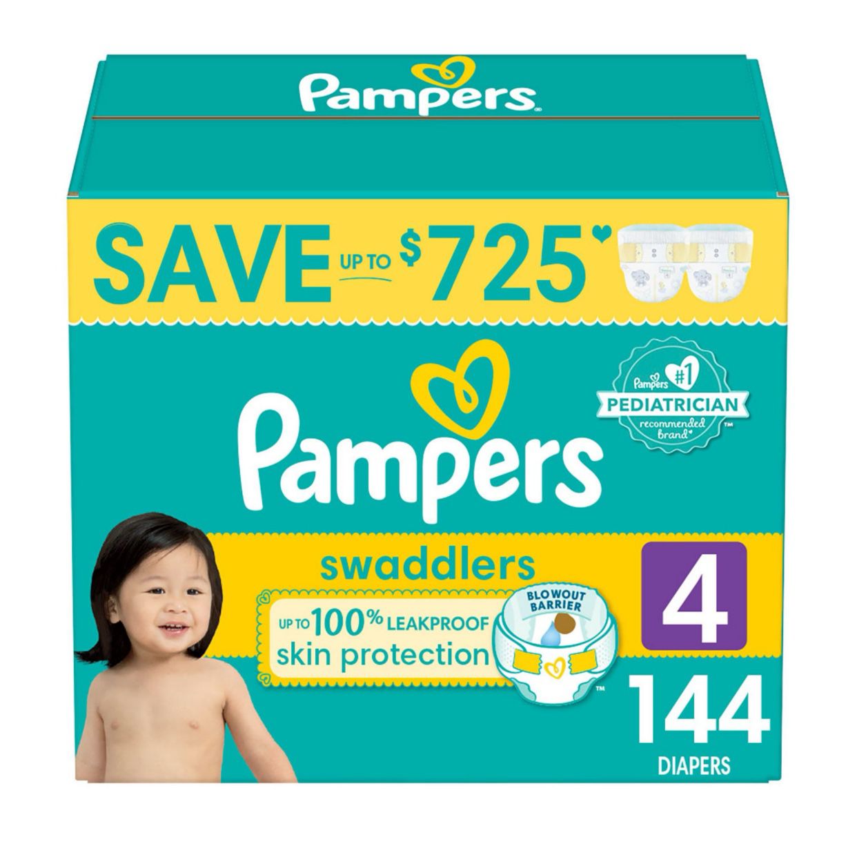 Pampers Swaddlers Size 4 144 Count New In Box