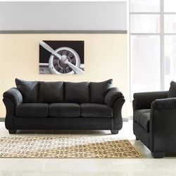 ASHLEY - DARCY SOFA & LOVESEAT LIVING ROOM SET- BLACK EASY FINACING