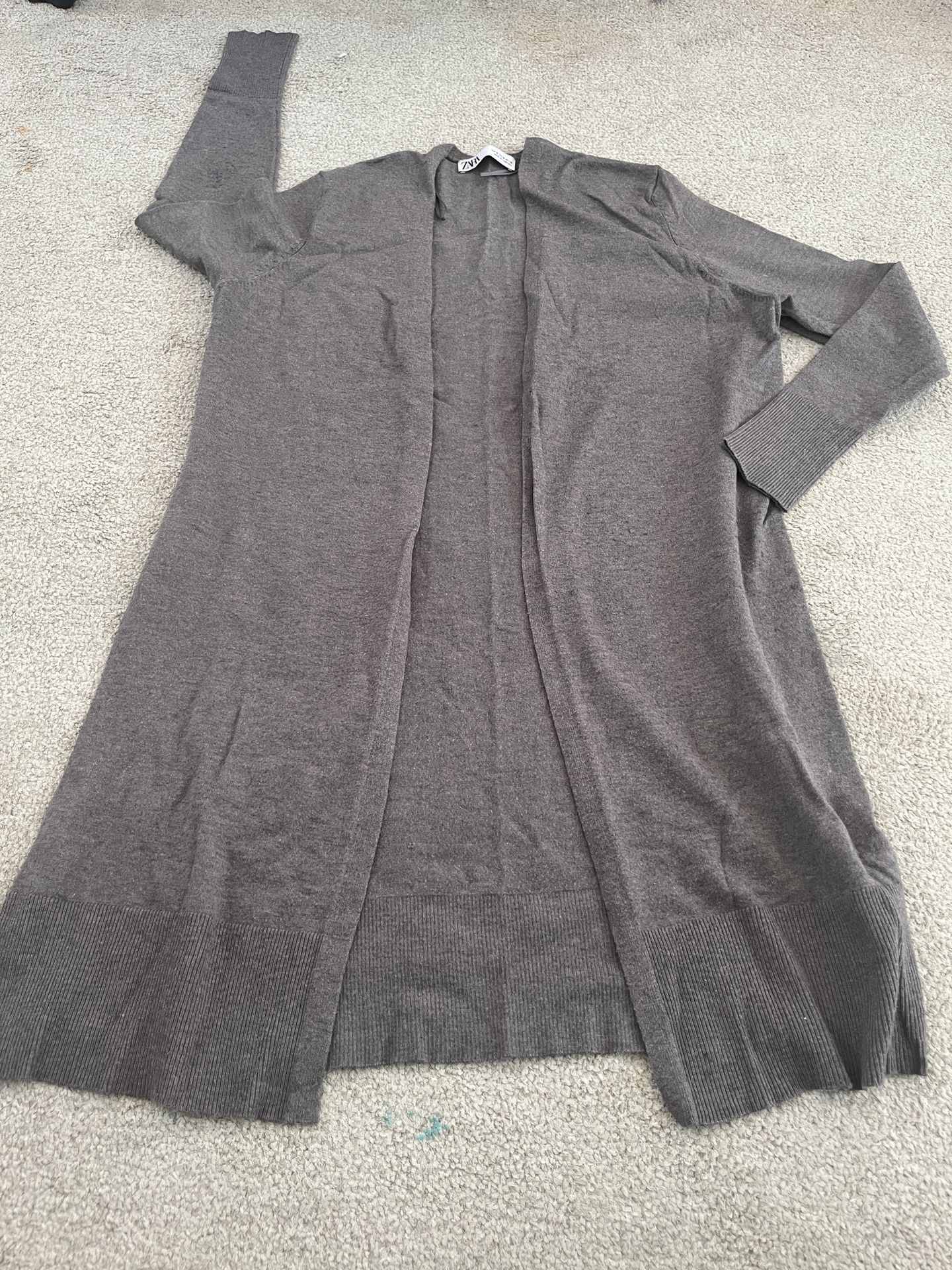 ZARA Grey Midi / Long Cardigan Size M