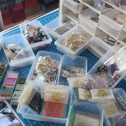 Large Craft Supply Lot – Beads, Pearls, Buttons & Embellishments