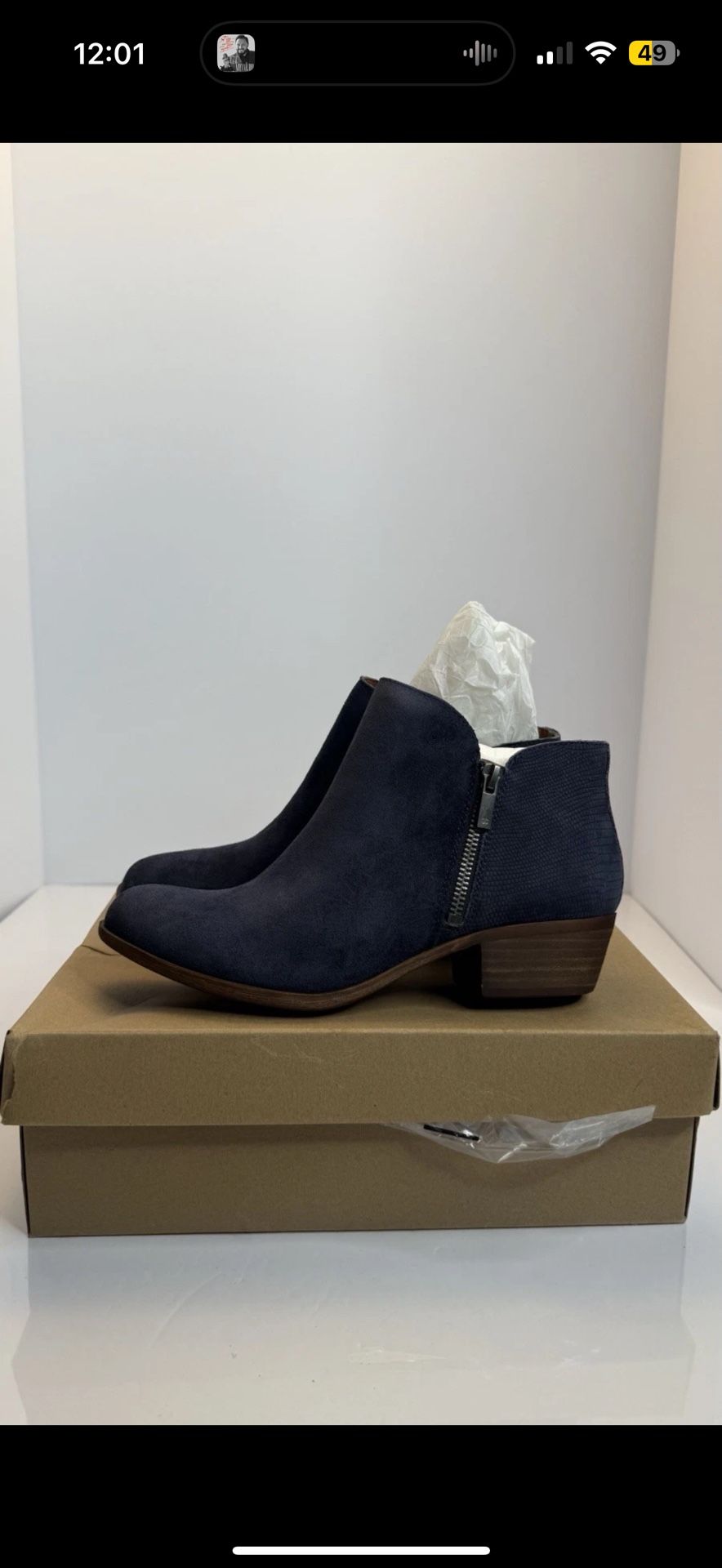 Lucky Brand Women’s Blue Suede Ankle Boots Size 8.5W / 39.5 New