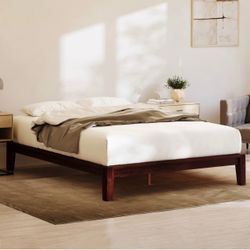 Brand New Costco Resident Bamboo Platform Bed Frame with Pine Slats, Walnut Finish