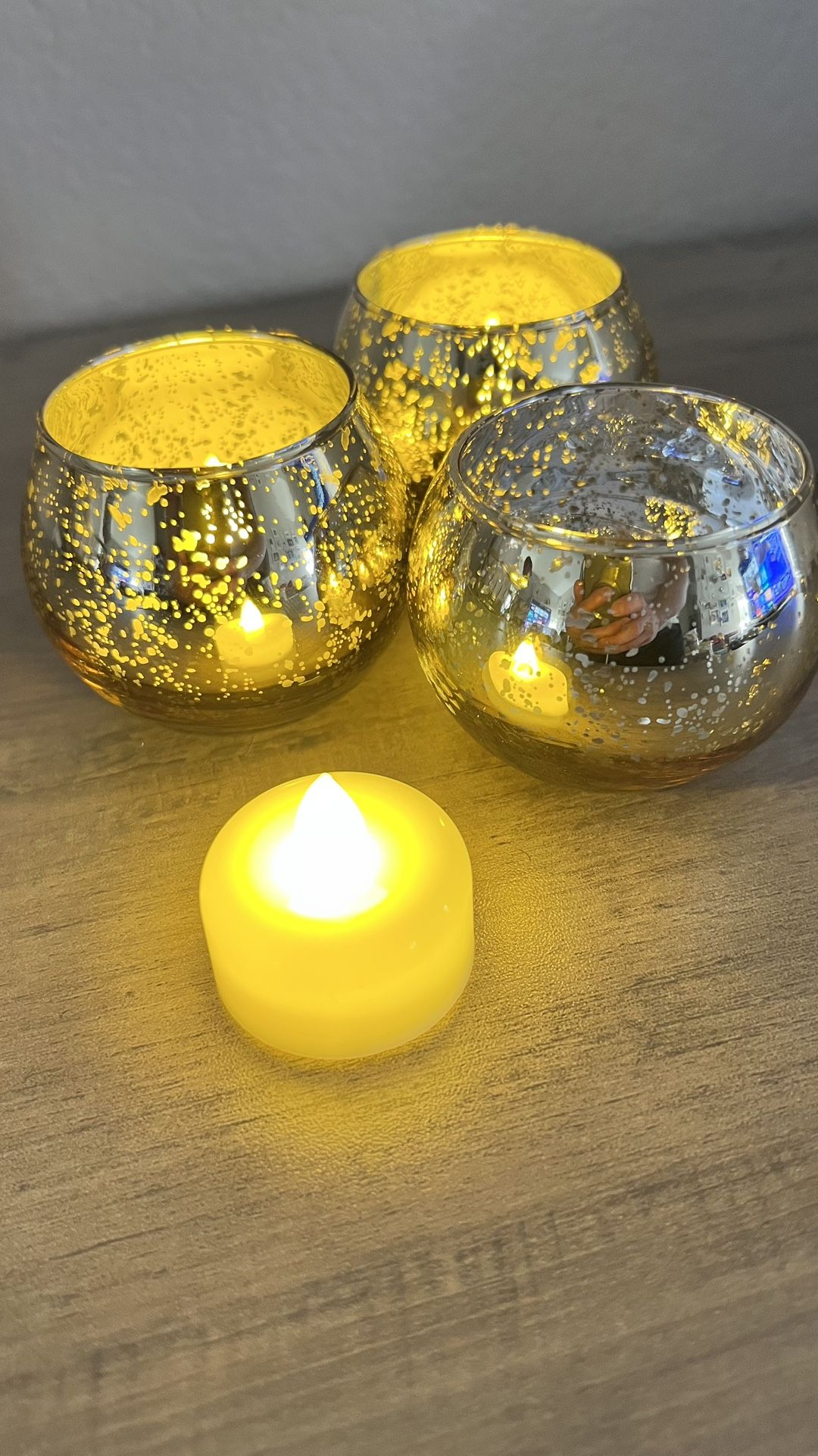 Golden Glass Candle Holders