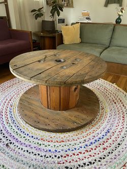 Custom Finished Spool Coffee Table