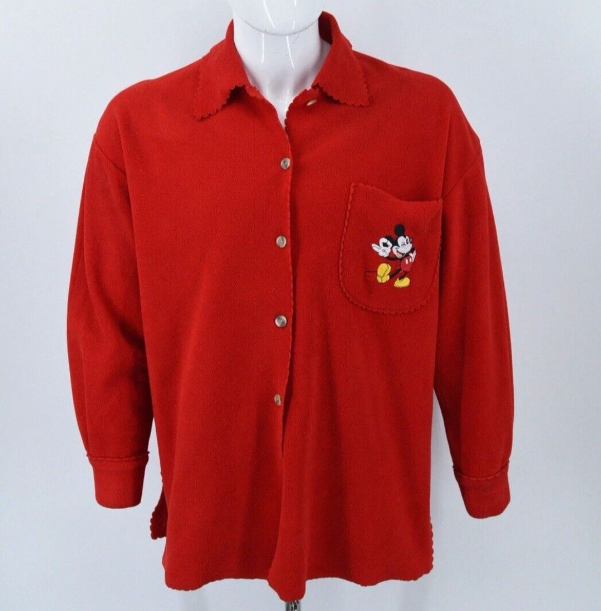 Vintage Disney Mickey Mouse Polar Fleece Oversized Shacket Shirt Jacket Womens M