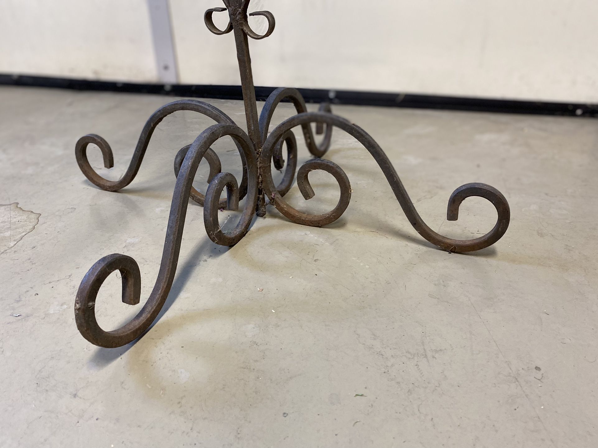 Vintage Wrought Iron 5 Ft. Tall Plant Stand for Hanging Baskets for