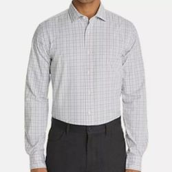 NEW/Men Bloomingdale's Color Plaid Classic Fit Shirt Grey Medium