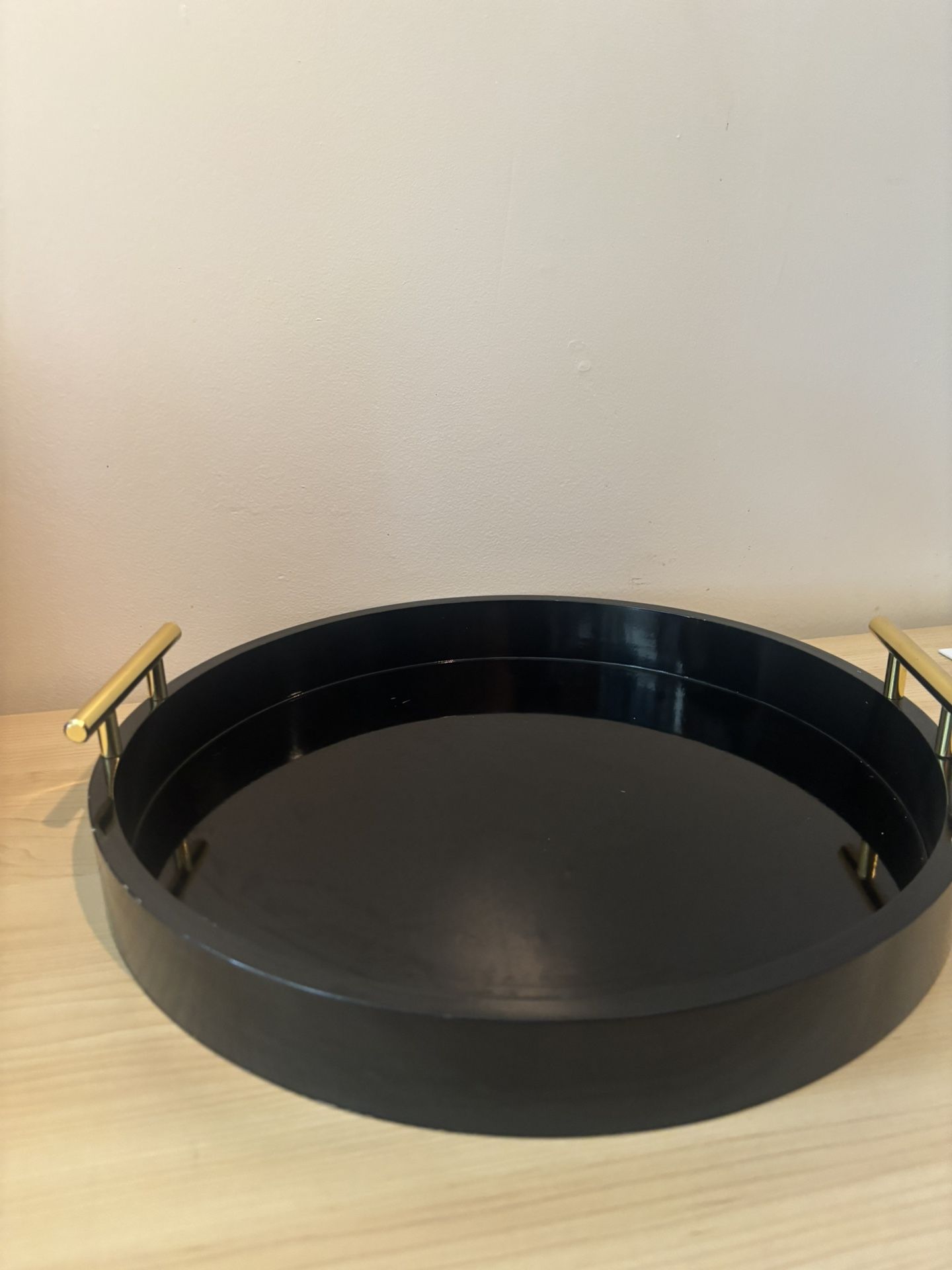 Kate and Laurel Lipton Mid-Century Modern Round Wooden Tray
