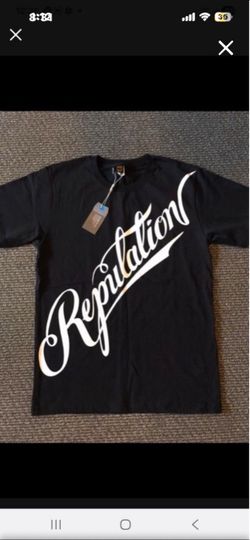 NEW Trendy Designer Men Reputation Black Cotton Tee T-shirt Men Size L
