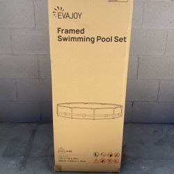 EVAJOY 12ft x 30in Metal Frame Swimming Pool, Outdoor Round Above Ground Pool with Steel Frame, Heavy-Duty PVC, Easy Assembly for Backyard, Garden, La