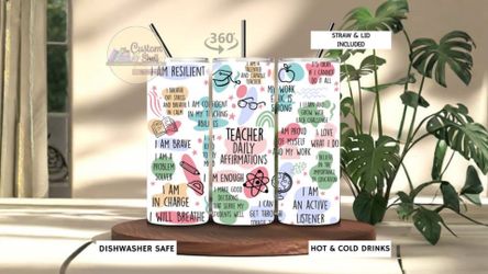 Teacher Affirmation 20 oz Stainless Steel Tumbler (READ DESCRIPTION)