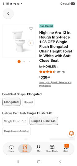 Kohler Highline Arc 2-Piece Elongated Toilet White
