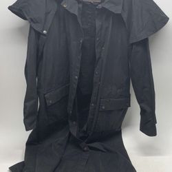 Mens XL / Very Lightly Used Black Cotton Oilskin Duster Coat