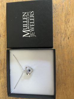 Sterling Silver Created Sapphire Heart Shaped Necklace