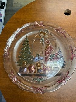 Colored Crystal Christmas Serving plate