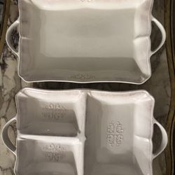 “Real Home” Stoneware Set Decorative Serving Platters Kitchen