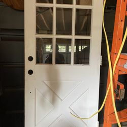 32 Inch Solid Wooden  Door Half Glass Right Swing