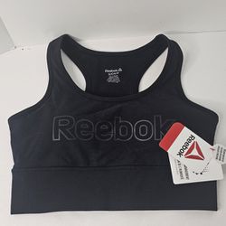 Womens Small Reebok Black Medium Support Sports Bra 