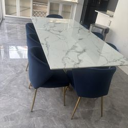 Dining Marble Table And 8 Chairs