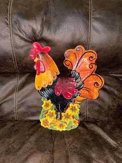 Colorful Ceramic Rooster Platter