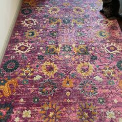 Fuchsia 5’7 Boho, Moroccan Print Rug 