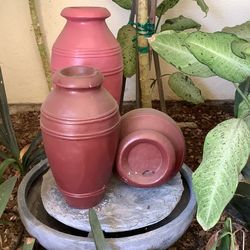 3 Pot Fountain. Tallest Pot Is 24”. Total Height 30”. $125