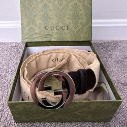 Black Leather Suede Gucci Belt Size 42/105cm