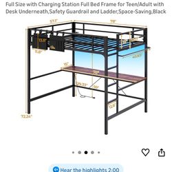 Full Size Loft Bed Frame 