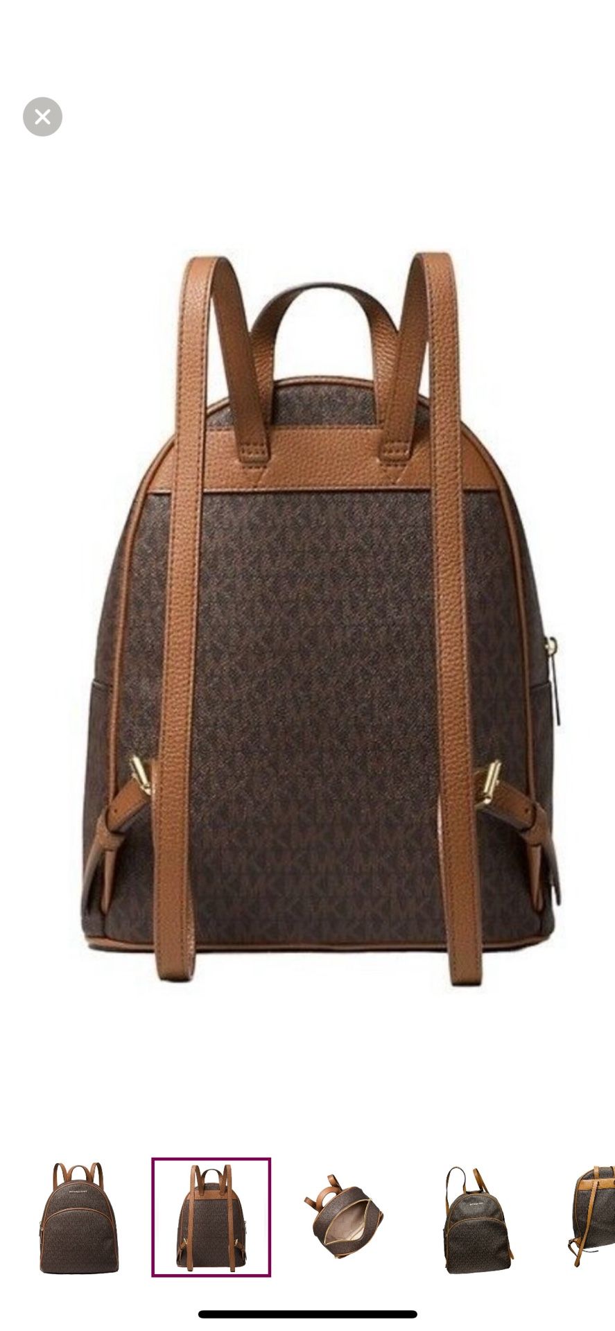 Michael Kors Abbey Medium Logo and Pebbled Leather Backpack Brown