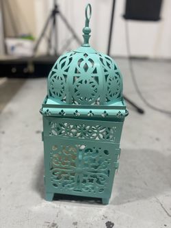LIKE NEW RARE GORGEOUS Metal Teal Turkish Moroccan Lantern