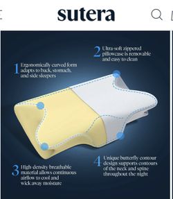 Sutera Dream Deep Orthopedic Contour Pillow with Washable Cover -  White/Gray for sale online