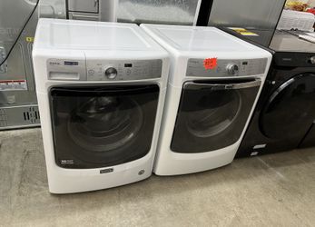 white maytag washer dryer front load set
