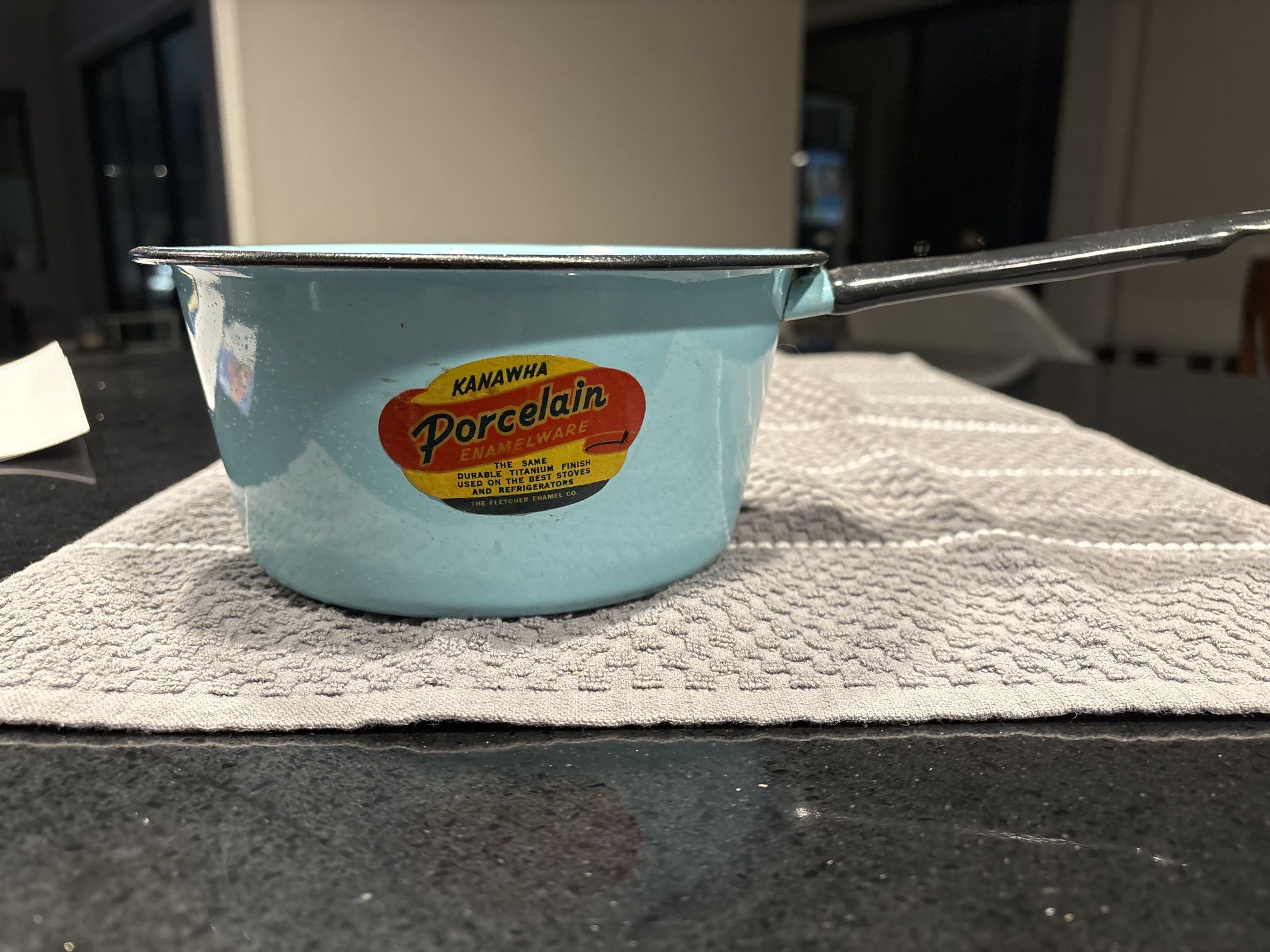 Vintage Porcelain Enamelware Pot