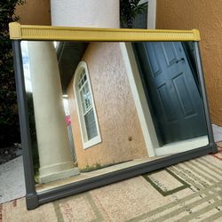 Large Mid Century Modern MCM Solid Wood Mirror
