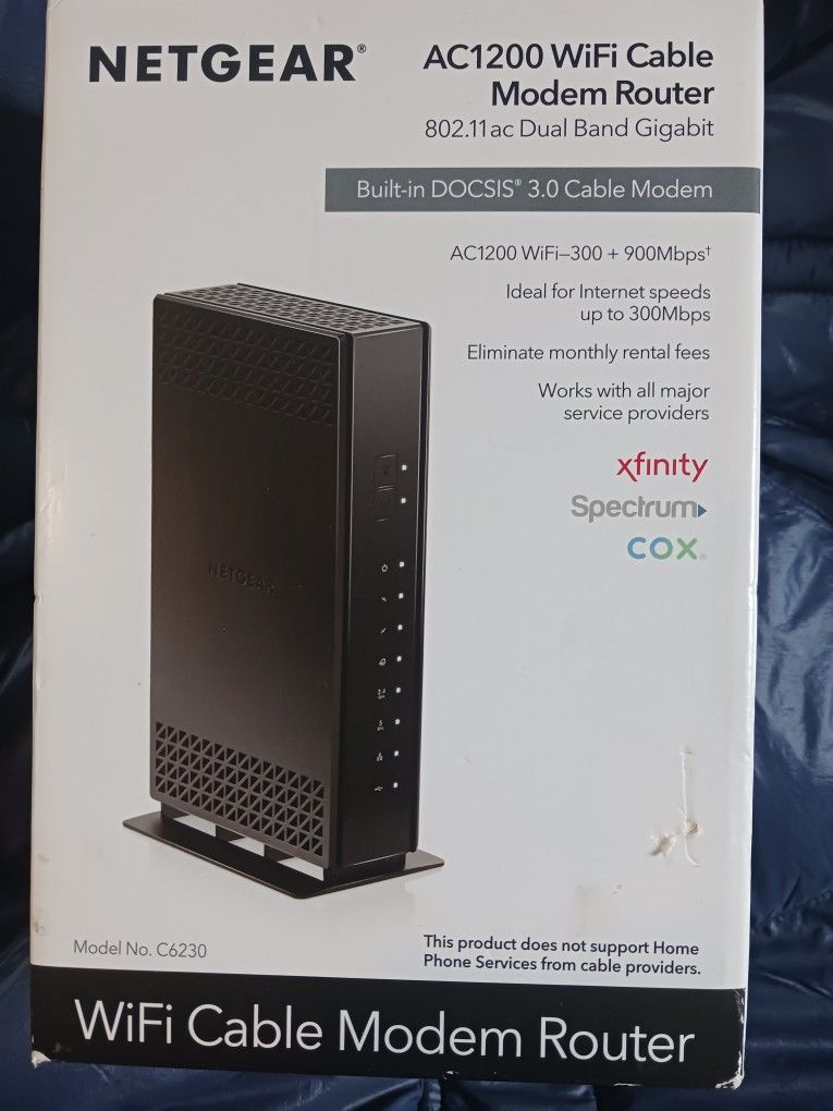 NETGEAR AC1200 Nighthawk WiFi 6 Cable Modem Router, C6230 $$$75$$$