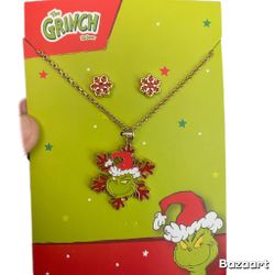 Dr. Seuss How The Grinch Stole Christmas Necklace & Earrings Set