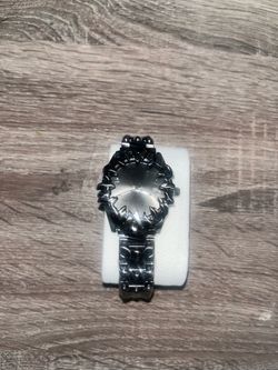 Black Metal Chain-Link Wrist Watch