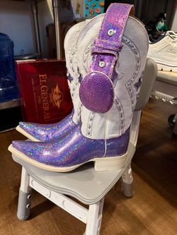 Purple boots with matching belt included