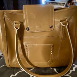 Large Leather Tan Colored MAXX New York Bag!!!
