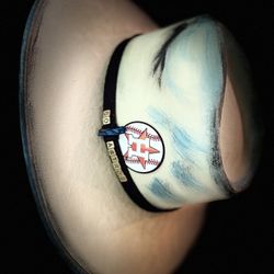 ASTROS FAN white Fedora hand distressed Unique CUSTOM HAT size medium