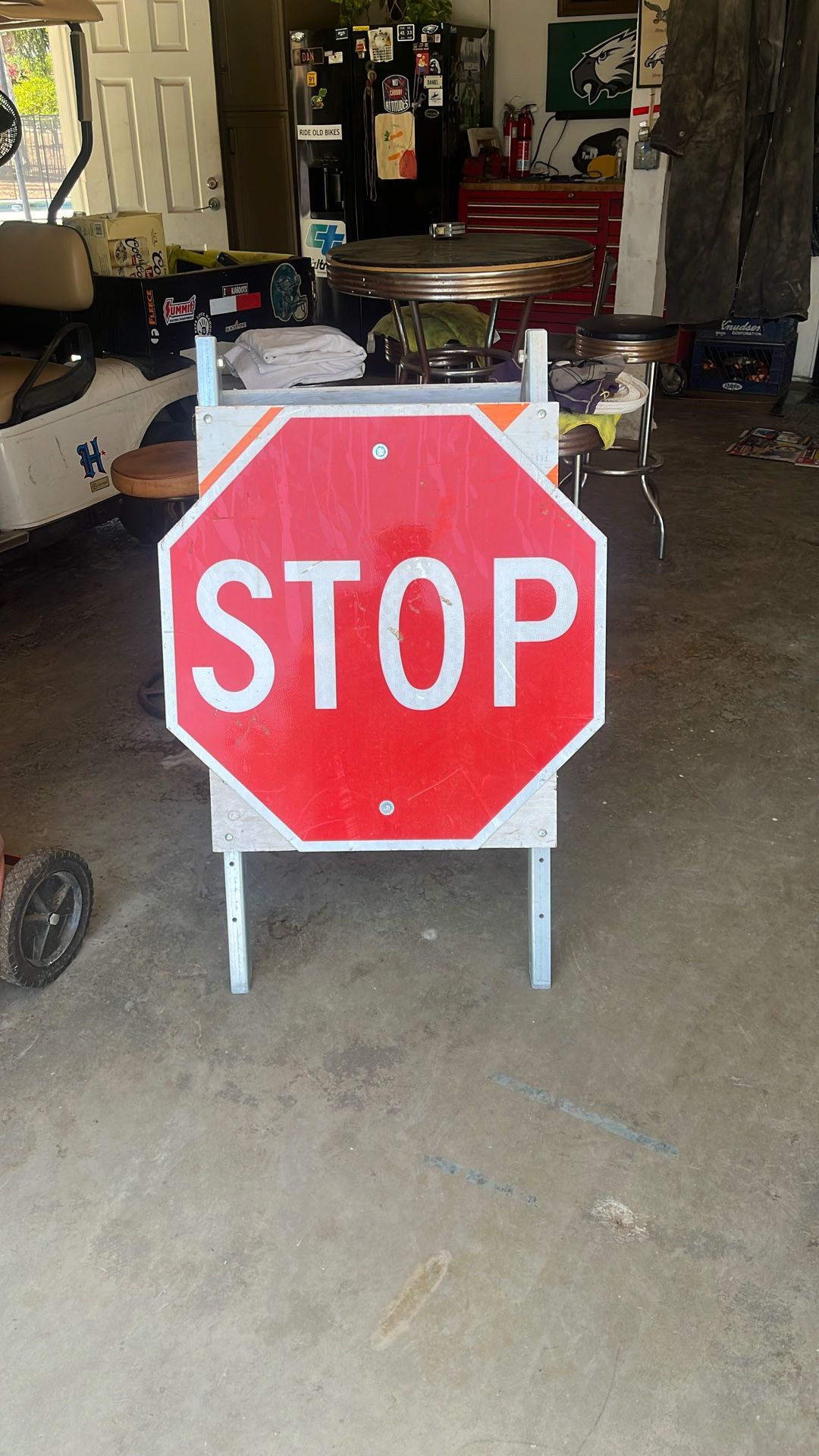 TRAFFIC STOP ((SAFETY) sign 30” Tall 30” Wide Mounted To Aluminum Stand
