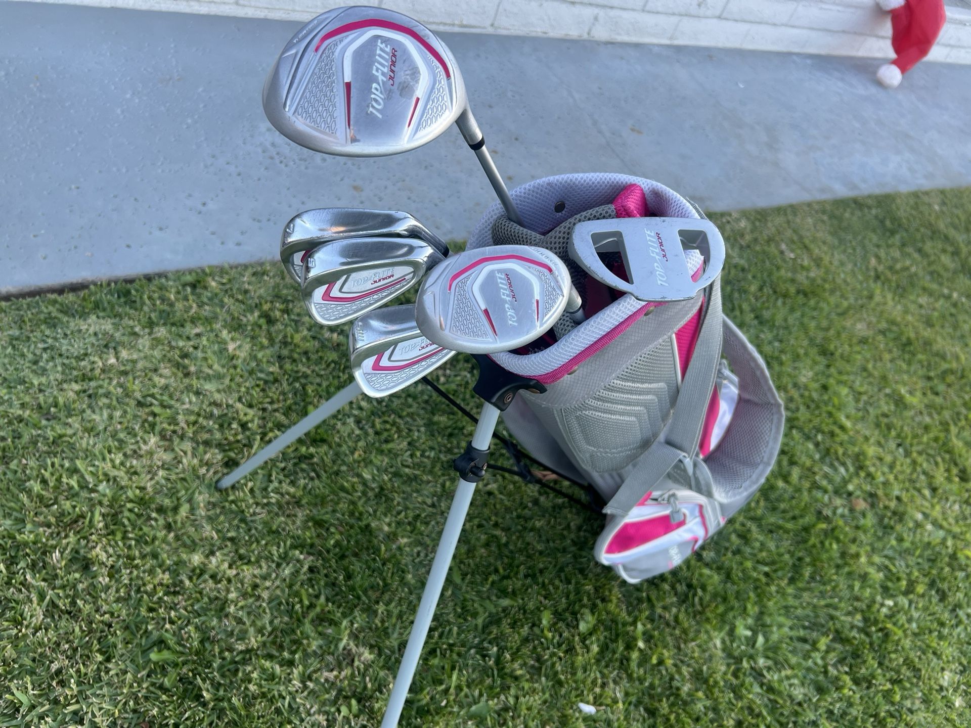 TOP FLITE Junior Golf Set Pink/Gray Bag Stand Driver Putter Irons