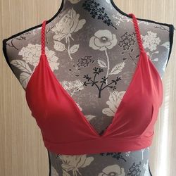 Criss Cross Bikini Top Red Small
