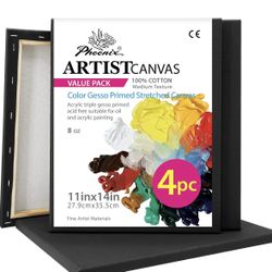 Black Stretched Canvas, 11x14 Inch/4 Pack