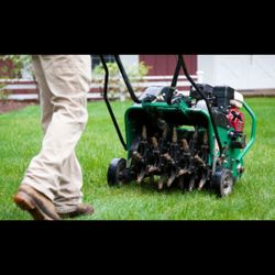 Aeration,power raking,fertilizing seed