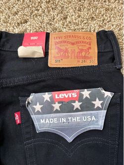 NWT Levi's 511 Made In USA White Oak Cone Denim Mens Size 34x30 Black