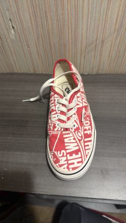 Vans red with white print 4.5/6 new