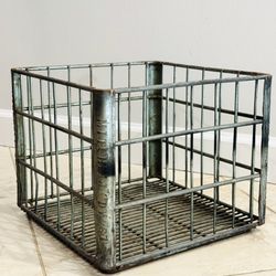 1960s VTG Mitchell Dairy Industrial Metal Milk Crate Farmhouse Decor