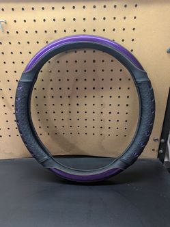 15 Inch Steering Wheel Cover Purple Chrome Herats