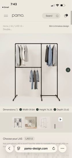 Pamo Design Black Double Rail Metal Clothing Rack LAS 1.5